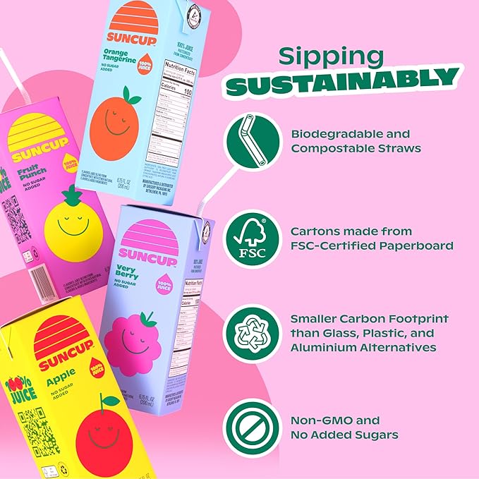 SunCup 100% Juice Boxes for Kids | No Added Sugar No Dyes No Preservatives | Trusted in Schools Across 49 States | Bulk Pack with Straw (6.75 oz (40 Pack) Apple)