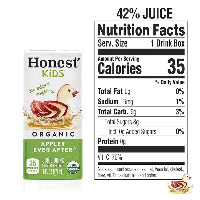 Honest Kids Appley Ever After Organic Juice Drink 6 Fl oz Juice Boxes Pack Of 40 Apple
