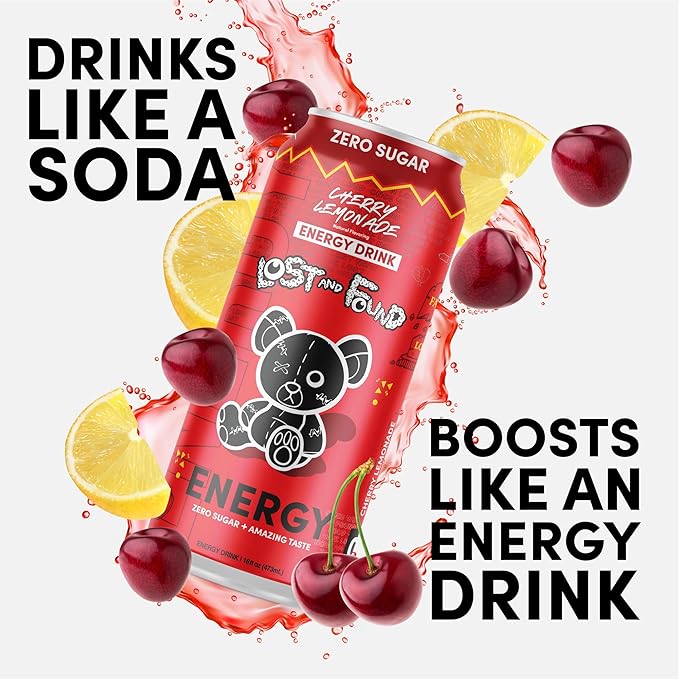 Lost and Found Energy Drink Sugar Free with No Artificial Flavors - 12-Pack 16oz - Performance Drink for Energy &amp Focus 150mg of Caffeine Taurine - Gluten-Free &amp Vegan