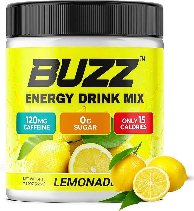 Morning Buzz Energy Drink Powder - Energy Boost - Sugar-Free Energy with Antioxidants - Morning Kick and Sports Nutrition Endurance Product - 30 Servings Lemonade 8 Ounces