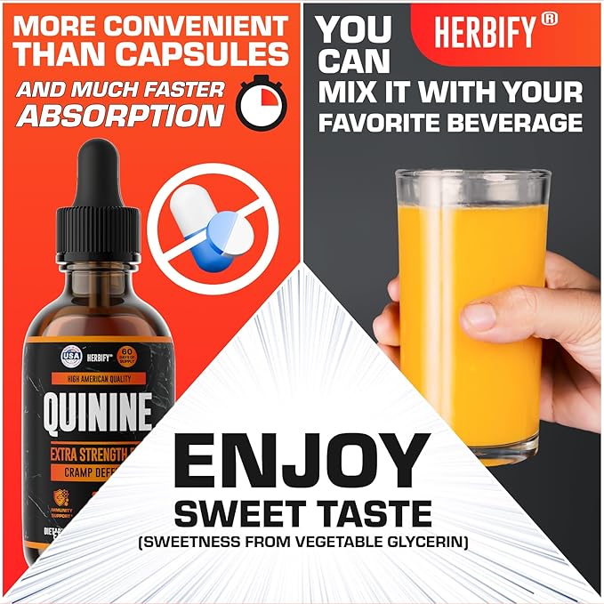 HERBIFY Quinine Tincture - Quinine Liquid Extract for Healthy Digestion - Quinine Cinchona Supplement for Better Absorption - US Made Product - for Men &amp Women 4oz (120ml)