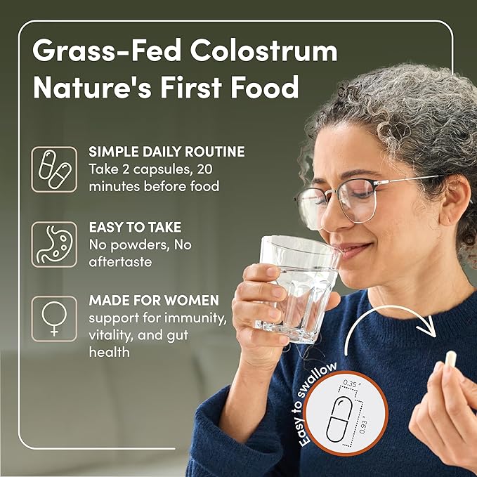 Rhea Bovine Colostrum Supplement for Women Colostrum Capsules for Gut Health Digestion Bloating Beauty Immune Support Bovine Colostrum for Humans Colostrum Pills (60caps)