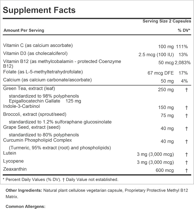 ANDREW LESSMAN Breast Health 180 Capsules - Provides Protective Compounds for Natural Support of The Delicate Tissue of The Breast with Indole-3-Carbinol Sulforaphane Green Tea Extract and More