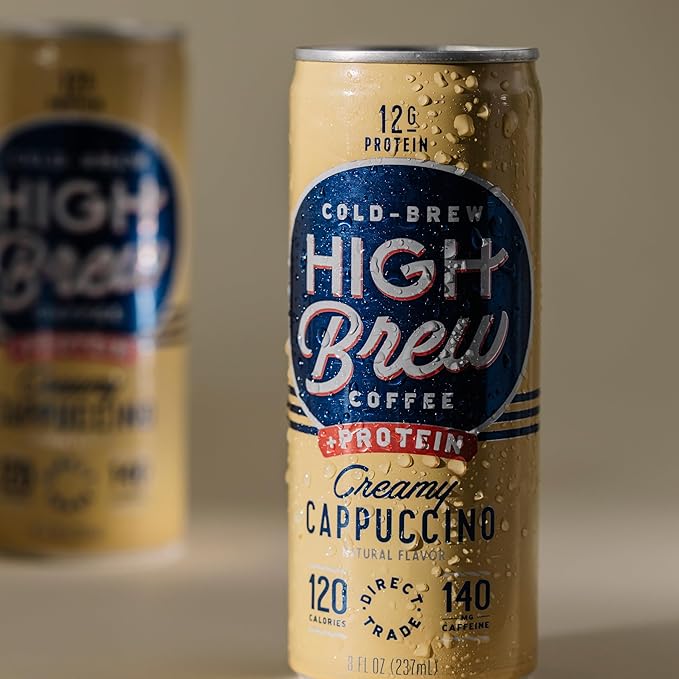 HIGH Brew Coffee Cold Brew Coffee + Protein Creamy Cappuccino 8 Oz Can 12/pack