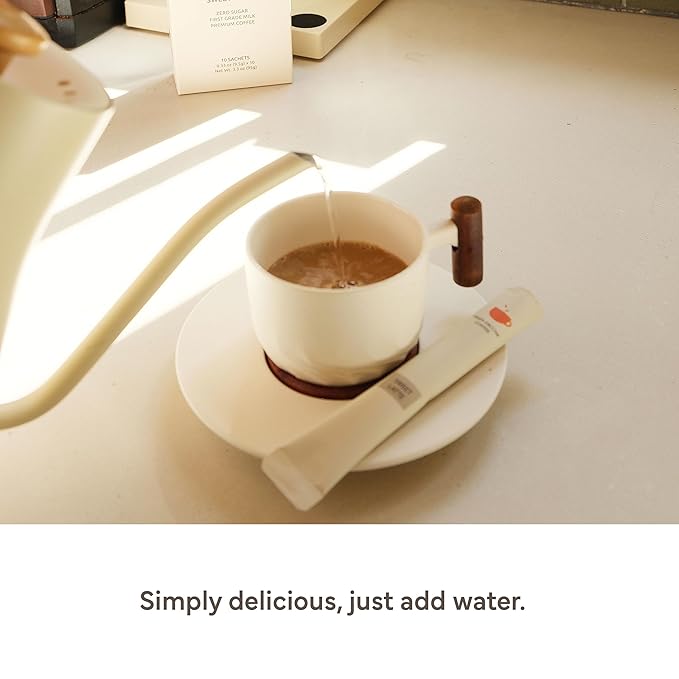 Saccha Coffee Zero Sugar Korean Instant Stick Coffee – First Grade Milk Medium Roast Sweet Latte 10 Sticks Diet-Friendly No Cholesterol All-in-One Mix (50 50 Sachets)