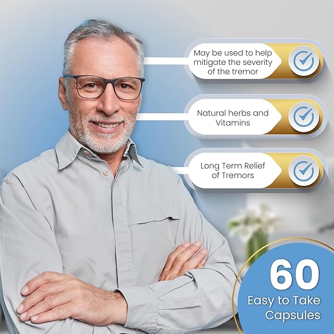 Essential Tremor Relief Supplement for Hand Arm Head Leg Feet and Body Tremors and Shaking - All Natural Gluten Free Dairy Free by Nutriganix (1)