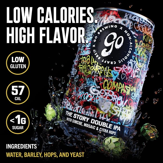 Go Brewing - IPA 12 Mixed Pack - Non Alcoholic Beer - Small Batch Brew - Low Calorie Drink - Featuring Double IPA Disarm Hazy Grapefruit &amp Tropical IPA - Low-Calorie NA Brew (12 oz 12 Pack)