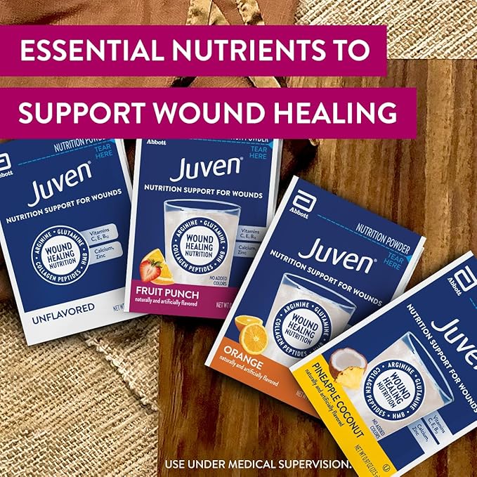 Juven Therapeutic Nutrition Drink Powder Including Collagen Peptides Amino Acids and HMB For Wound Healing Support Unflavored 30 Packets