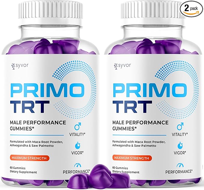 (2 Pack) Primo TRT Gummies for Men Official Primo TRT Male Performance Gummys with Maximum Strength Ingredients Advanced PrimoTRT Male Health Support Supplement with Premium Vitamins (120 Gummies)
