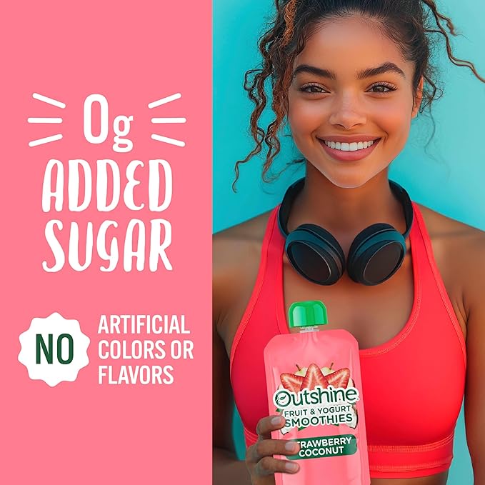 Outshine Smoothie Fruit &amp Yogurt Smoothie Pouches - Strawberry Coconut (24 Pack)