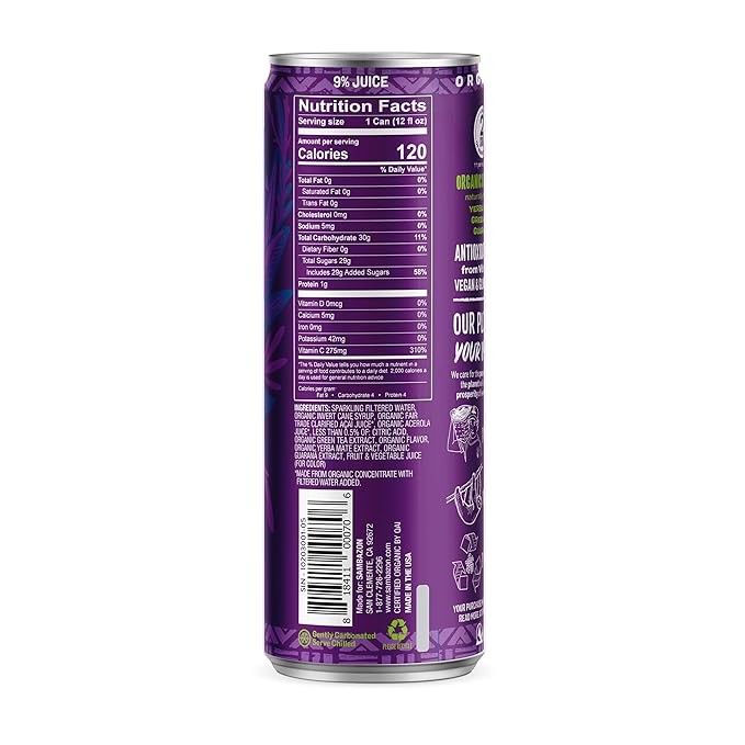 Sambazon Organic Amazon Energy Drink Original Acai Berry 12 Ounce (Pack of 12)
