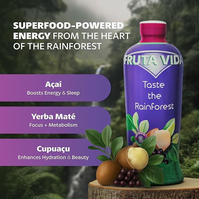 Fruta Vida – 1-30 oz Bottle – Açai – Yerba Mate – Cupuaçu Juice – by Pro Image International
