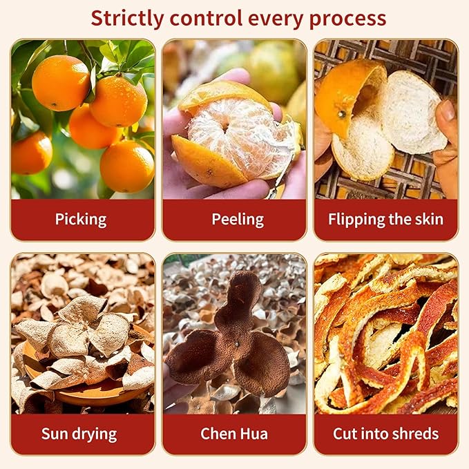 Baihuatang Natural Dried Tangerine Peel for Tea 4.58oz/130g Orange Peel Strips Mandarin Pure Citrus Peel Strips Natural Mandarine Scent Suitable for Cooking &amp Tea 橘皮 陈皮丝
