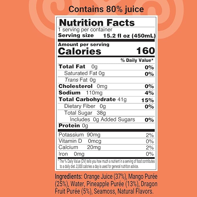 Nourish Kings- Sea Moss drink with Dragon Fruit Mango Pineapple and Orange Juice No Added Sugars or Preservatives 12 pack of 15.2 Fl oz Bottles