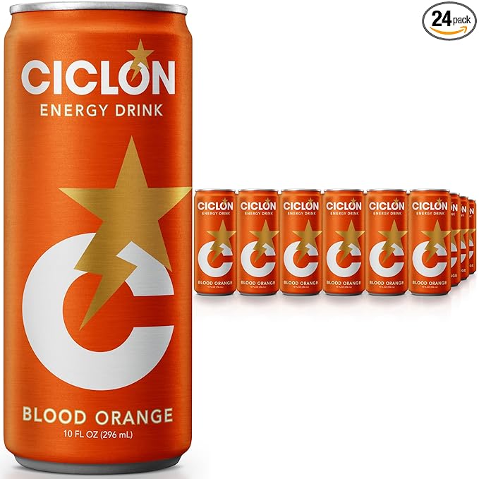 Ciclon Energy Drink Blood Orange Flavor 24 Cans (10 Fl Oz)