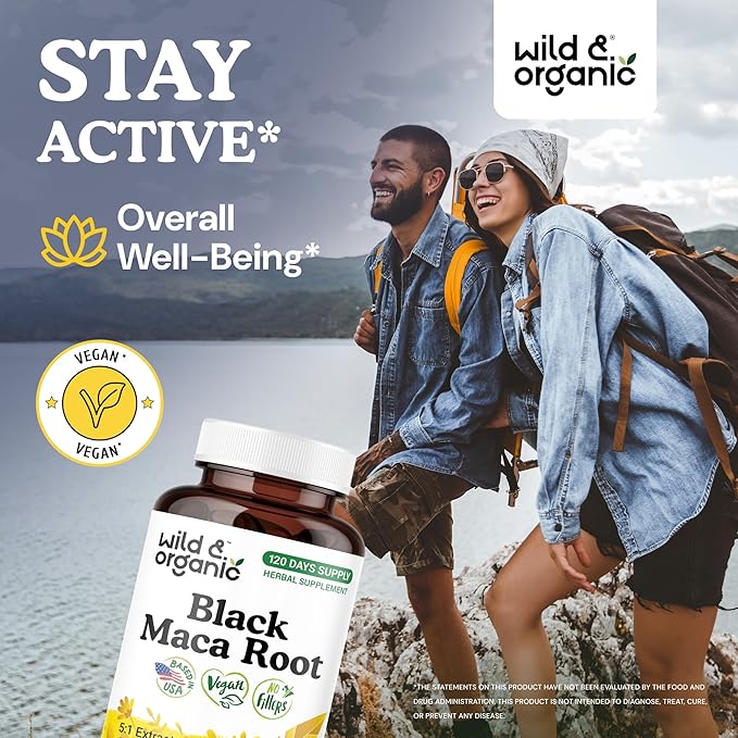 Wild &amp Organic Black Maca Root 120 Capsules &amp Ashwagandha Tincture 4 fl oz