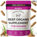 Primal Beef Organ Supplement for Women Grass-Fed Ancestral Superfood Supplement with Uterus &amp Liver for Hormone Balance &amp Queen Energy - 60 Day Supply