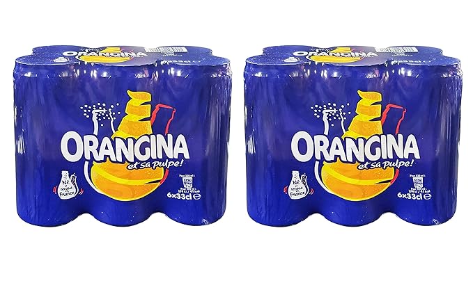 Orangina et sa Pulpe - French Imported Orange Pulp Soda Tall Cans (12 Pack Total of 138oz)