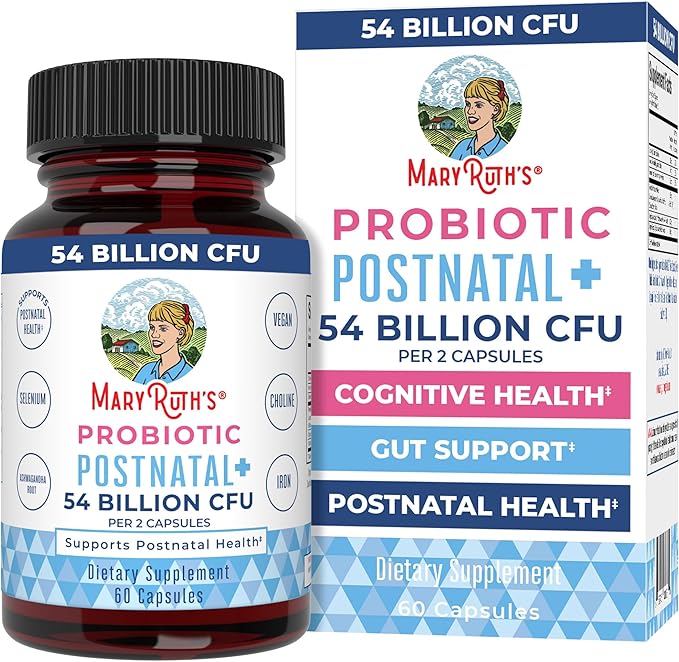 MaryRuth Organics Postnatal Probiotics for Breastfeeding Women | Nursing Probiotic Capsules with Vitamins | Minerals &amp Antioxidants | 54 Billion CFU | Non-GMO | Vegan | 30 Servings