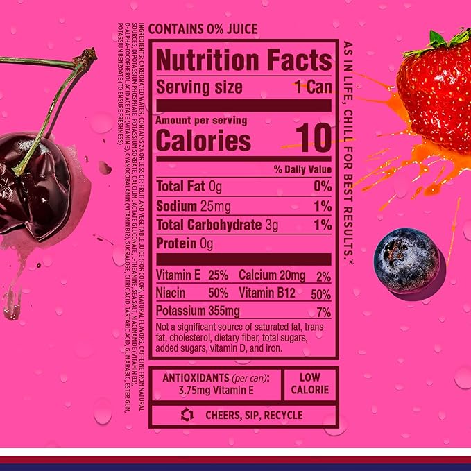 Sparkling Ice Energy Berry Blast 12Pk. Energy Drinks with Vitamins + Antioxidants Zero Sugar. 12 fl oz cans.