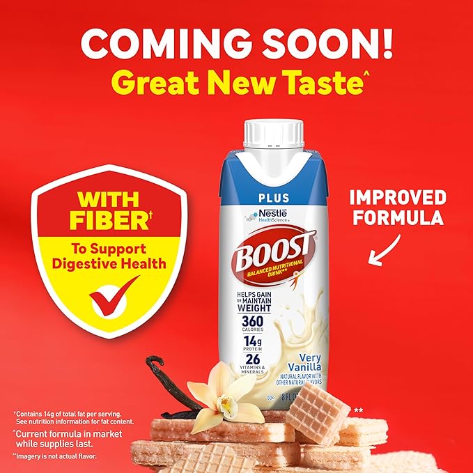 BOOST Plus Nutritional Drink Very Vanilla 8 fl oz (Pack of 24)