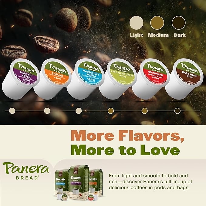 Panera Bread Light Roast Coffee Pods 100% Arabica Coffee Keurig Compatible Cups Breakfast Blend Single Serve Pods Smooth &amp Balanced Kosher Certified 96 Single Serve Pods (4 Packs of 24)