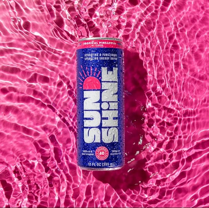 Sunshine Sparkling Energy Drink Variety Pack with Daily Essential Vitamins 360mg of Electrolytes 70mg of Natural Caffeine 12 Fl Oz (Pack of 12)