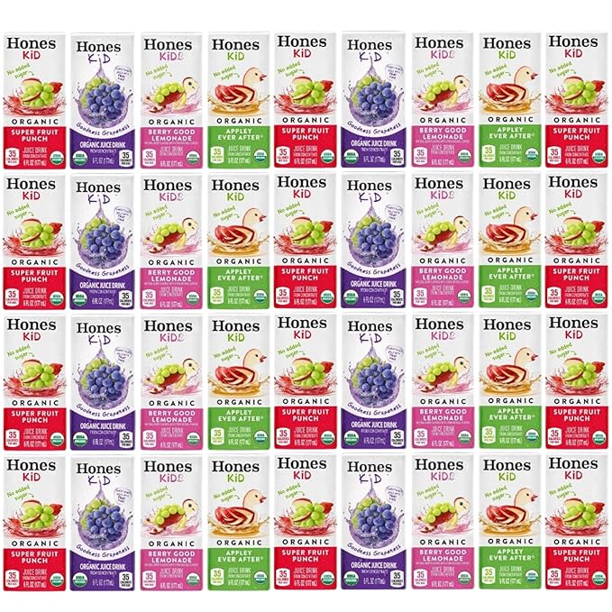 Honest-Kid Assorted Organic Juice Drink Variety Pack Individually wrapped 6 Fl Oz 40 Count