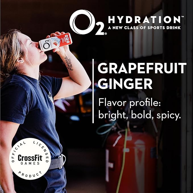 O2 Grapefruit Ginger Post Workout Recovery Drink - Caffeinated Electrolyte Drink for Daily Hydration