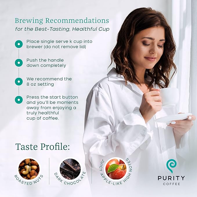 Purity Coffee FLOW Original Medium Roast K Pod Capsules (12ct Box) | Specialty-Grade USDA Organic Arabica Blend | Third Party Tested for Mold Mycotoxins &amp Pesticides