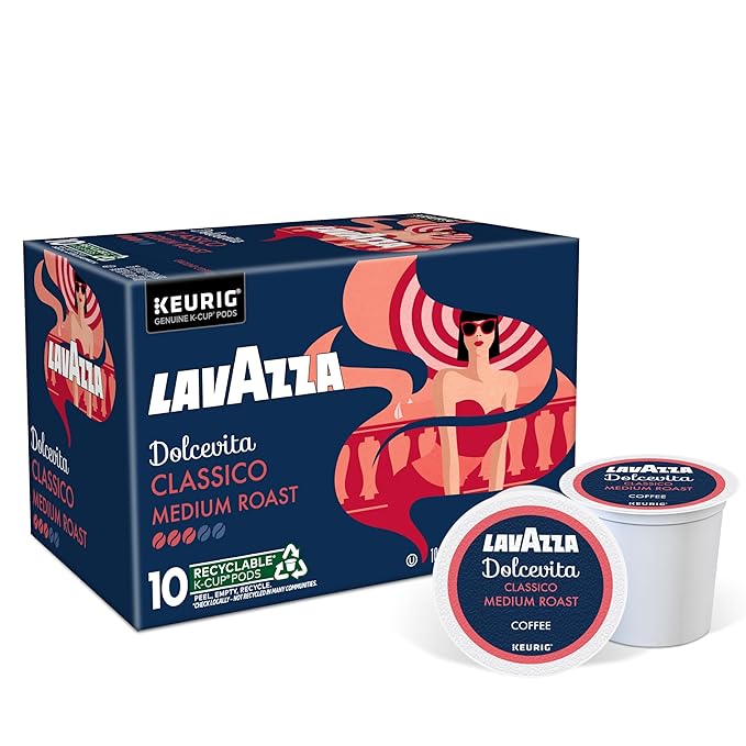 Lavazza Classico Medium Roast Coffee Keurig K-Cups 60 Count 10 Count (Pack of 6)