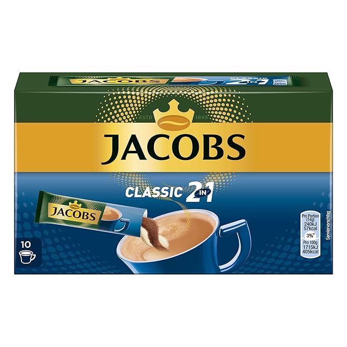 Jacobs 2 in 1- Instant Coffee with Cream (10 x 16 g)-Pack of 2