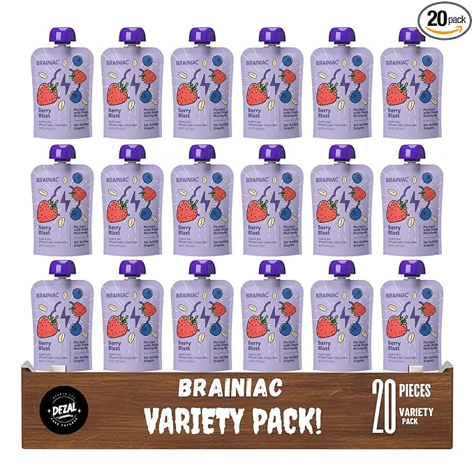 Brainiac Fruit and Oat Smoothie Pouches 20 Pack