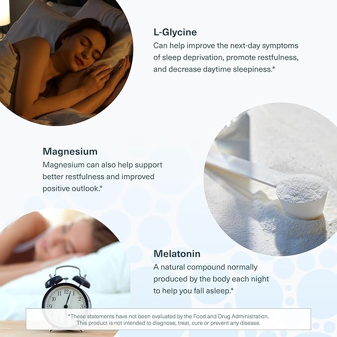 Youtheory Sleep Powder Sleep Aid Supplement with Magnesium Melatonin and L-Glycine Gluten Free &amp Vegan Natural Lemon-Lime Flavor 6 Ounces - 2 Pack Bundle