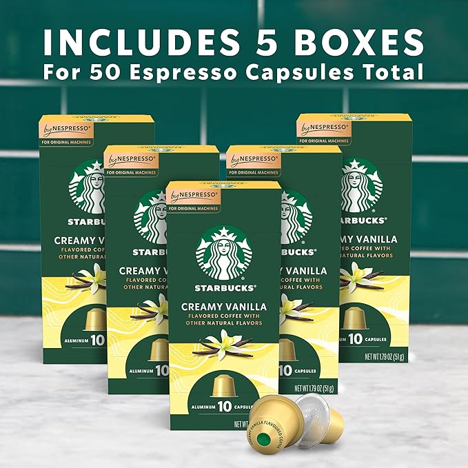 Starbucks by Nespresso Original Line Vanilla Flavored Coffee Espresso Pods 10 Count (Pack of 10)