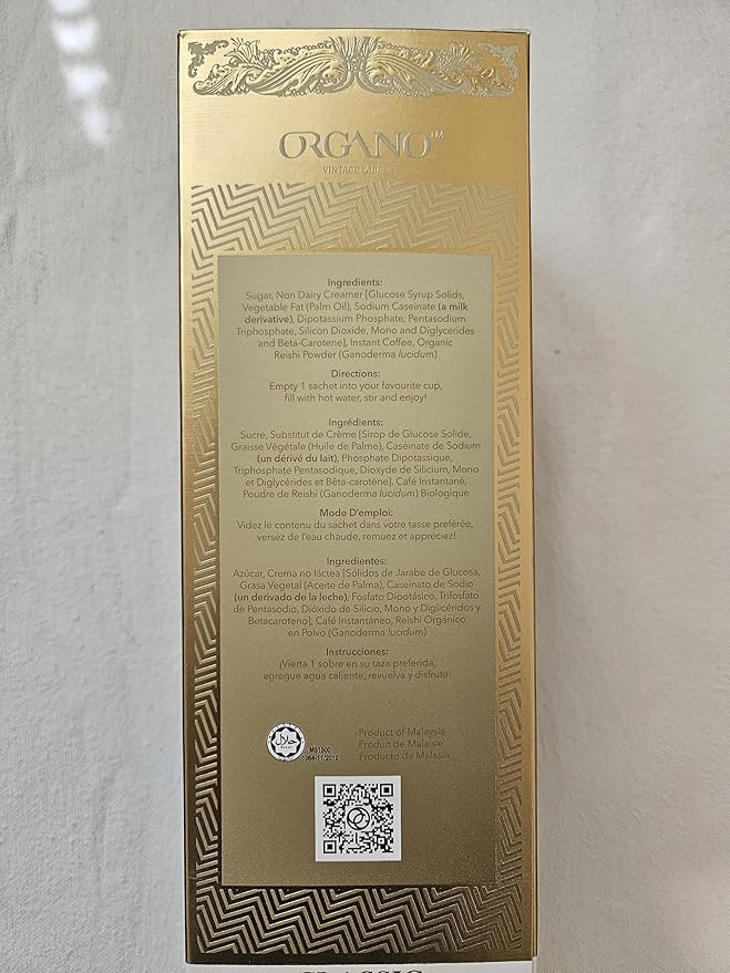 ORGANO Combo Pack 1 Box Black Coffee And 1 Box Cafe Latte 100% Cetified Organic Gourmet Coffee.