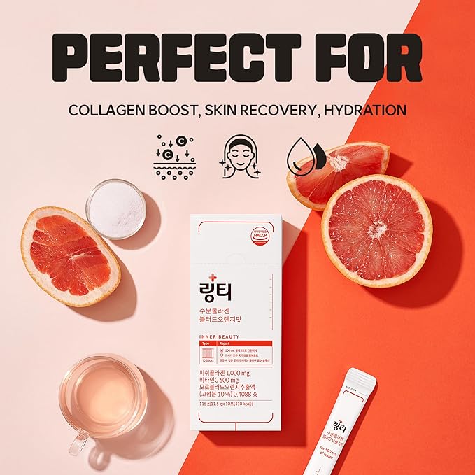 Doctor Developed Hydration Aqua Collagen Drink Mix -Blood Orange Flavor | 1000mg Ultra-Micro Collagen | Maximum Absorption | Rapid Hydration | Vitamin C | Anti-Aging | Skin Health | 10 Count