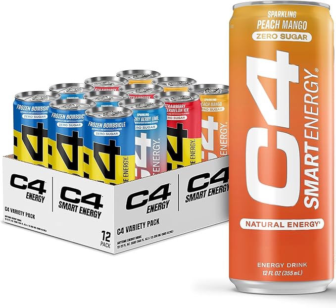 C4 Energy &amp Smart Energy Drinks Variety Pack Sugar Free Pre Workout Performance Drink &amp C4 Energy Drink 16oz (Pack of 12) - Frozen Bombsicle - Sugar Free Pre Workout Performance Drink