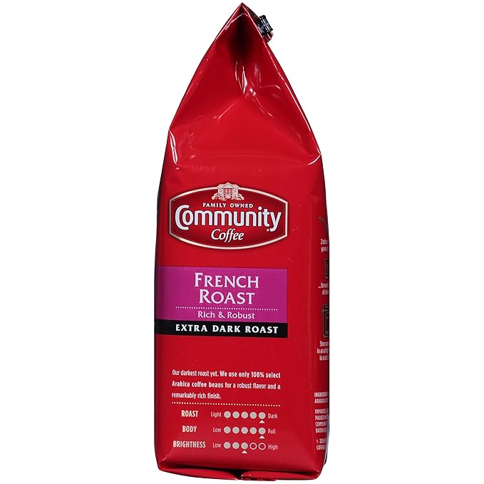 Community Coffee French Roast 72 Ounces Ground Coffee Extra Dark Roast 12 Ounce Bag (Pack of 6)