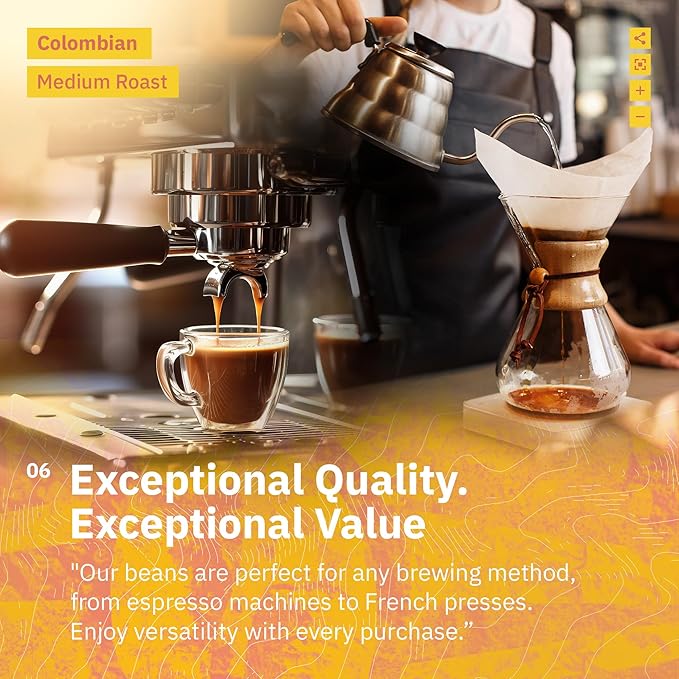 Colombian Medellín Coffee Beans - Single Origin Medium Roast Coffee Beans Freshly Roasted To Order Organic Coarse French Press Grind Coffee Specialty Grade Fair Trade and Non-GMO - 5LB