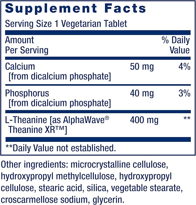 Life Extension Theanine XR™ Stress Relief – L-Theanine – Promotes a Calm Response to Daytime Stress – Non-GMO Gluten-Free Vegetarian – 30 Tablets