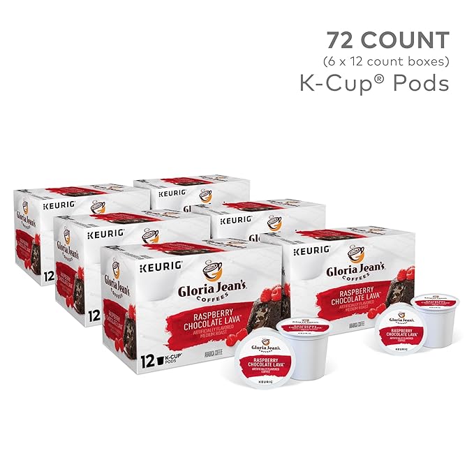 Gloria Jean's Coffees Raspberry Chocolate Lava Single-Serve Keurig K-Cup Pods Flavored Medium Roast Coffee 72 Count