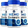 (3 Pack) Memo Genesis Capsules Official Memogenesis Brain Health Support Pills with All Natural Ingredients Advanced Brain Energy Supplement with Max Strength Vitamins for Women &amp Men (180 Capsu