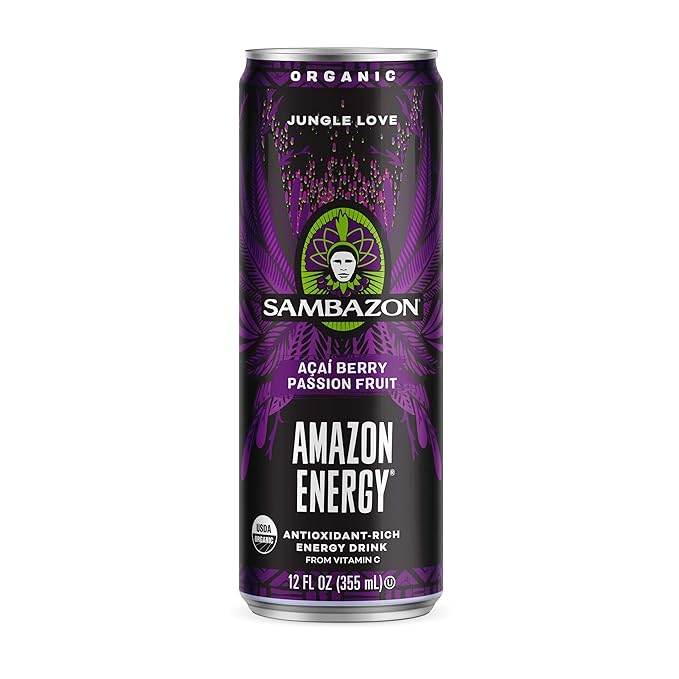 Sambazon Organic Amazon Energy Drink Jungle Love Acai Berry and Passionfruit 12 Fl Oz (Pack of 12)