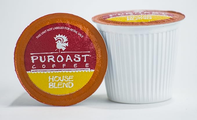 Puroast Low Acid Coffee| House Blend Single Serve Pods | Medium Roast | High Antioxidants &amp High pH |No Bitter Aftertaste | Reduced Heartburn &amp GERD Friendly | 96 Count - Compatible with Keuri
