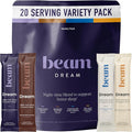 Beam Dream Sleep Powder – Sleep Aid for Adults with Melatonin Magnesium L-Theanine Reishi Mushroom &amp Apigenin Sleep Supplement Sleepy Cocoa Bedtime Drink Mix Variety Pack 20 Servings
