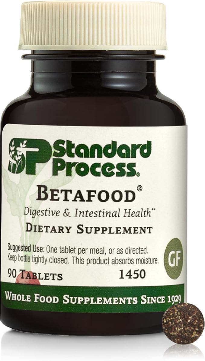 Standard Process Betafood - Supports Digestion &amp Intestinal Function with Beets - Aids a Healthy Heart &amp Liver Health - Gluten-Free Non-Dairy &amp Non-Soy - 90 Tablets (90 Servings)