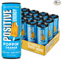 Positive Energy Drink - Poppin' Orange | Zero Sugar Zero Calorie 12oz Cans (Pack of 12) | Hydrating Electrolytes Immunity Support with Zinc Healthy Energy Boost