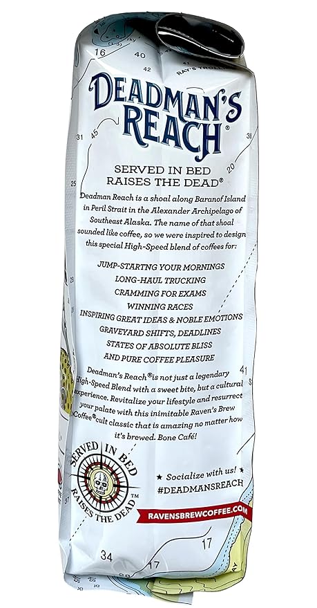 Raven's Brew Coffee High Caffeine Coffee Dark Roast Ground - Deadman's Reach 2-pack of 12oz
