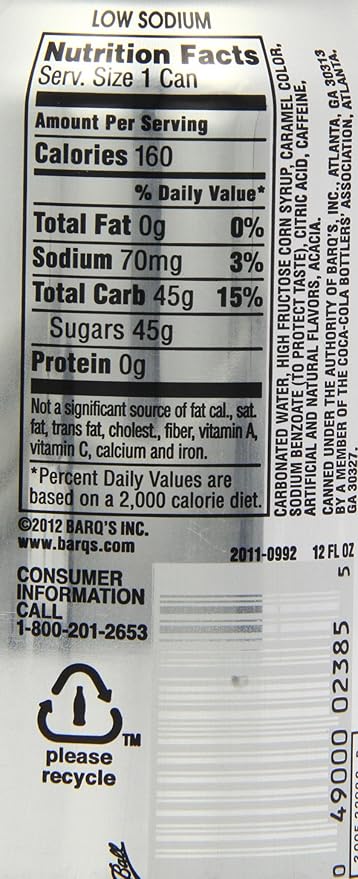 Barq's Root Beer 12 Oz. Cans Case of 24